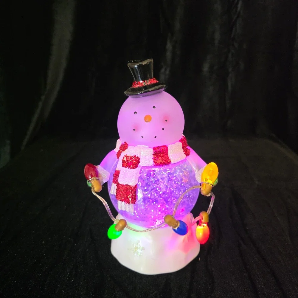 Light Up Color Changing Snowman Glitter Globe Figurine Christmas Decor 7.5 Inch